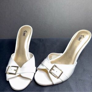 White Buckle kitten heels